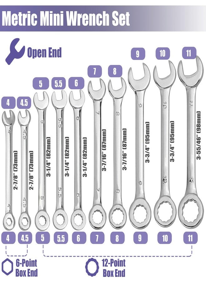 ياكاموز مجموعة مفاتيح ربط صغيرة من ياكاموز، مكونة من 10 قطع، بمقاس متري 4-11 مم، مفتوحة وطرف صندوقي، مجموعة مفاتيح ربط صغيرة - Image 4