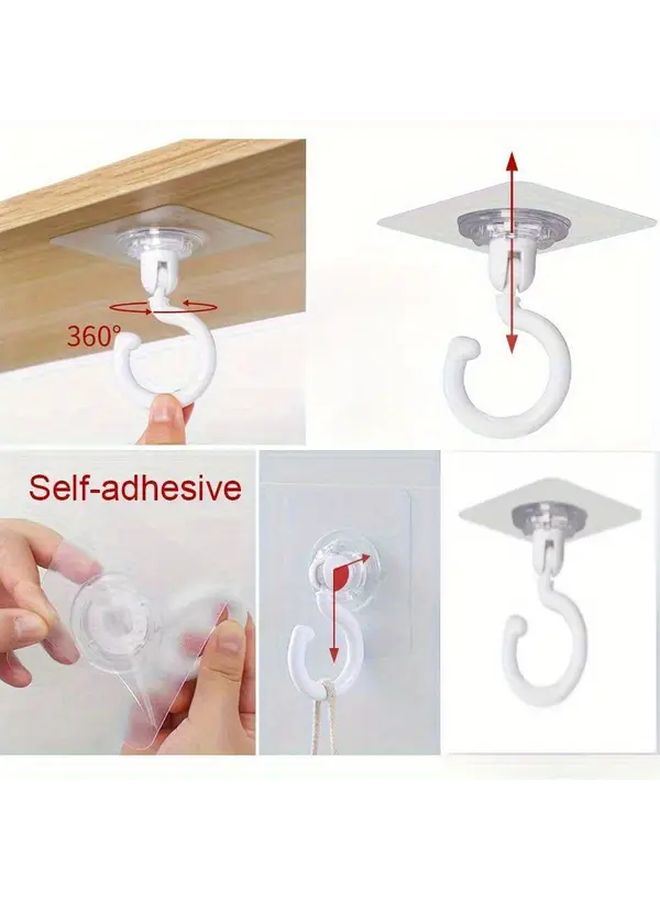 White Rotating Hook Strong Paste Wall Mounted Suction Cup Holder Punch Free Kitchen Utility Hooks - Image 4