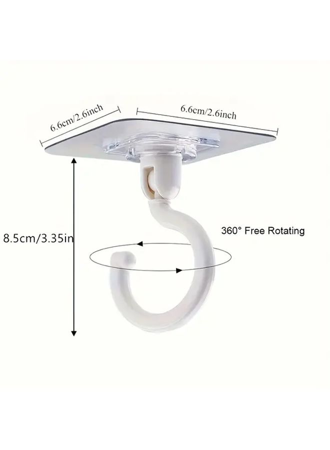 White Rotating Hook Strong Paste Wall Mounted Suction Cup Holder Punch Free Kitchen Utility Hooks - Image 3