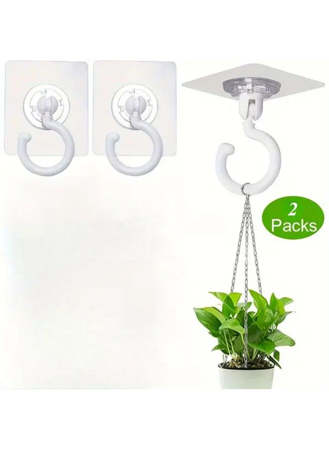 White Rotating Hook Strong Paste Wall Mounted Suction Cup Holder Punch Free Kitchen Utility Hooks - Image 2