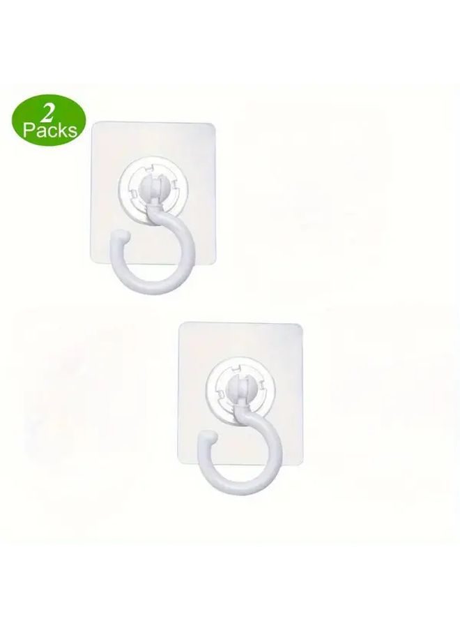 White Rotating Hook Strong Paste Wall Mounted Suction Cup Holder Punch Free Kitchen Utility Hooks - Image 1