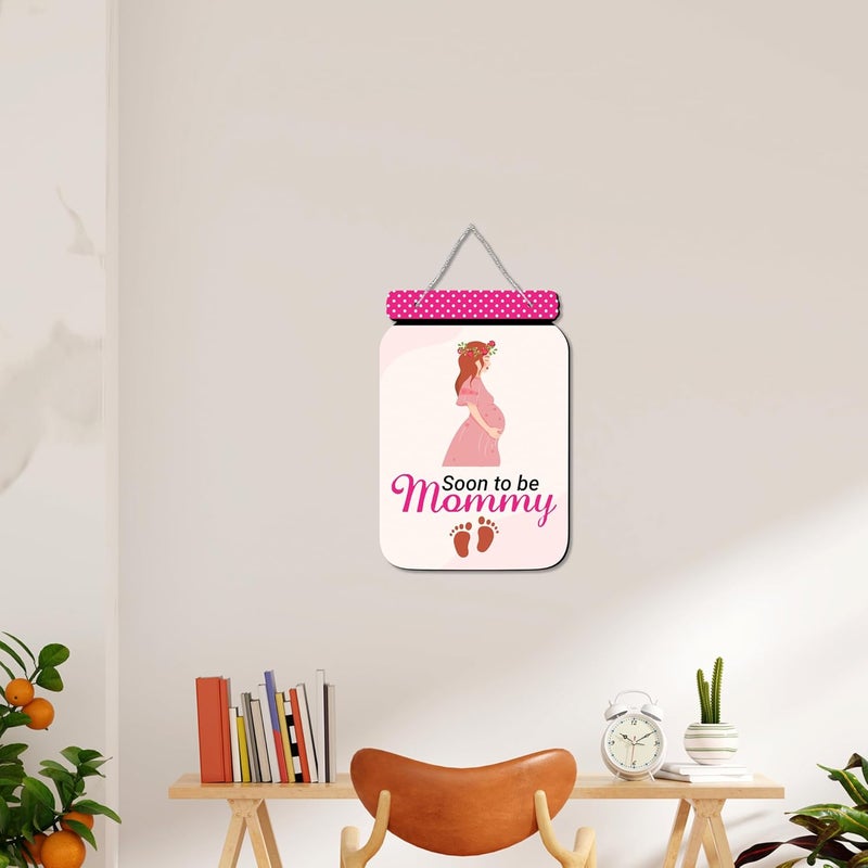 Regalo Casila Regalocasila Soon To Be Mummy Printed Pregnant Special Wooden Wall Hanging With Adjustable Silver Zari Rope - Image 2