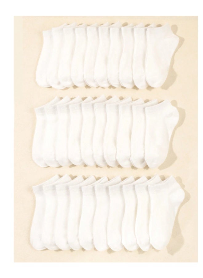 10 Pairs Kids Short Socks – Plain White (Size 12-16 Years) - Image 3