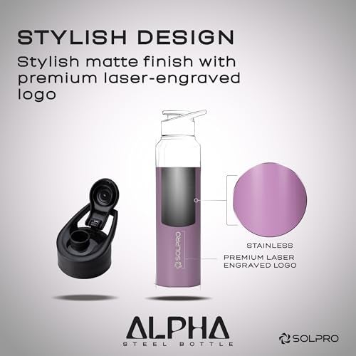 Solpro Alpha 1000mL Stainless Steel Water Bottle for Office,School,College,Travel,Gym,Yoga,Camping,Sports & Outdoor For Men,Women,Athletes,Kids,Children,Student, & Youth;Odor,Leak & BPA Free(Lavender) - Image 4