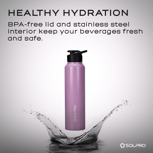 Solpro Alpha 1000mL Stainless Steel Water Bottle for Office,School,College,Travel,Gym,Yoga,Camping,Sports & Outdoor For Men,Women,Athletes,Kids,Children,Student, & Youth;Odor,Leak & BPA Free(Lavender) - Image 5
