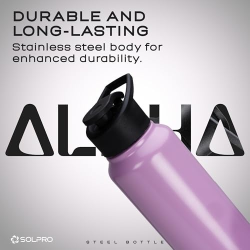 Solpro Alpha 1000mL Stainless Steel Water Bottle for Office,School,College,Travel,Gym,Yoga,Camping,Sports & Outdoor For Men,Women,Athletes,Kids,Children,Student, & Youth;Odor,Leak & BPA Free(Lavender) - Image 3