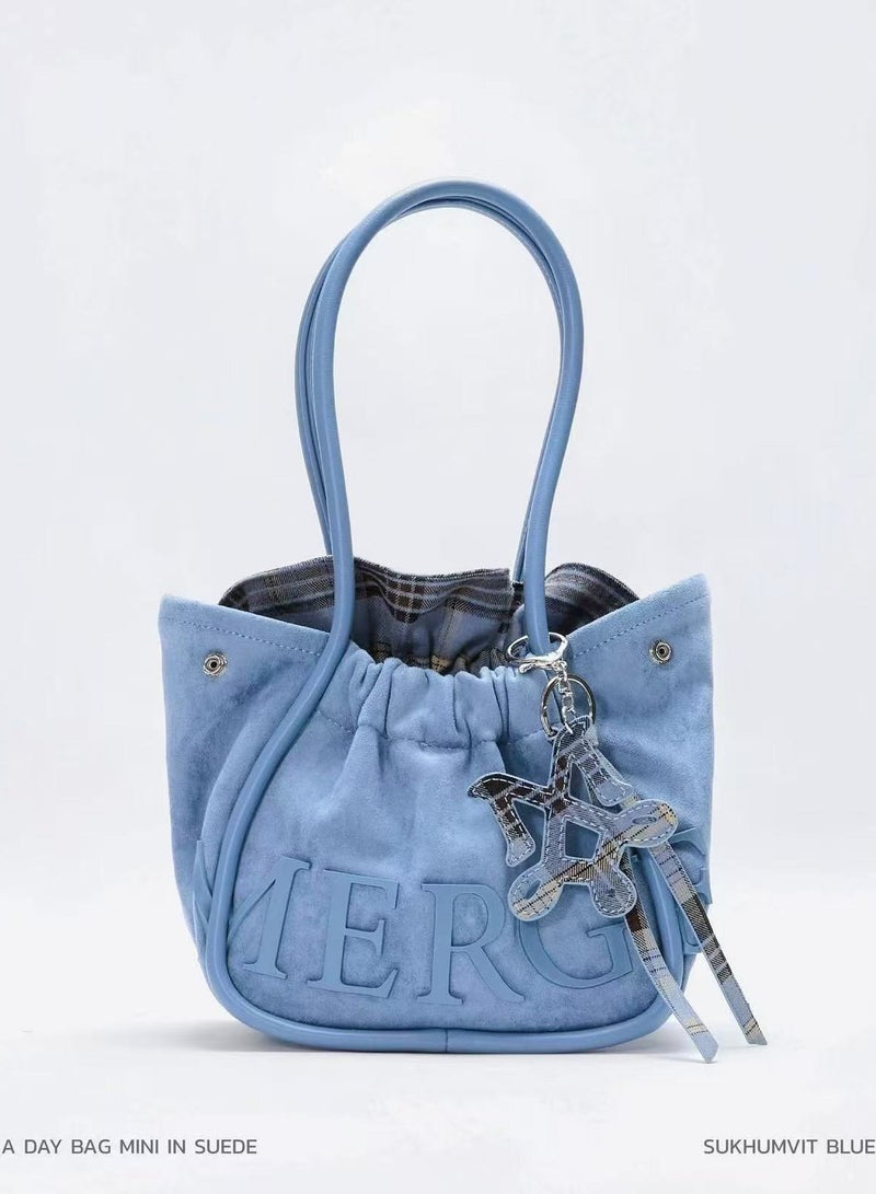 MERGE small tote bag, single shoulder diagonal velvet cloth bag - Image 2