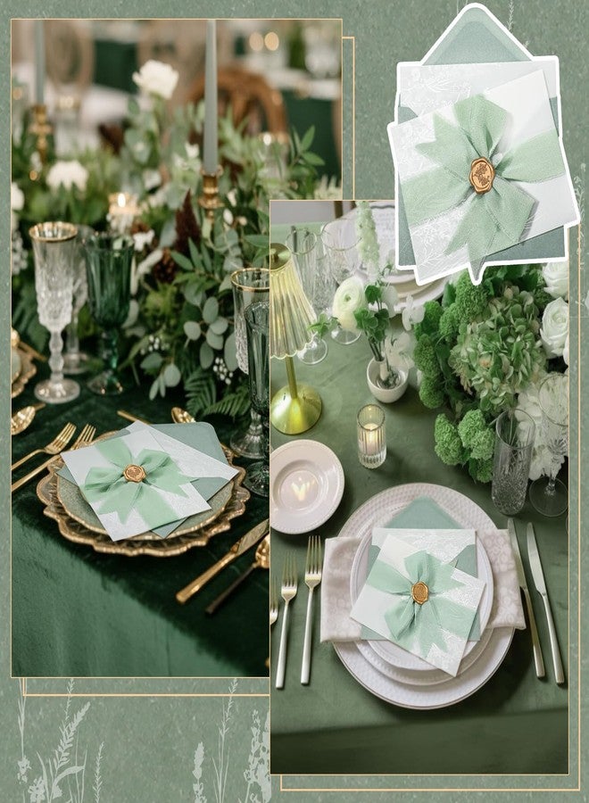 YooNotee 50 Sets Wedding Invitation Kit Include Vellum Jackets for 5x7 Invitations Sage Green Envelope Liners Gold Wax Seal Stickers for Wedding Birthday Party Favor DIY Craft (Wildflowers) - Image 5