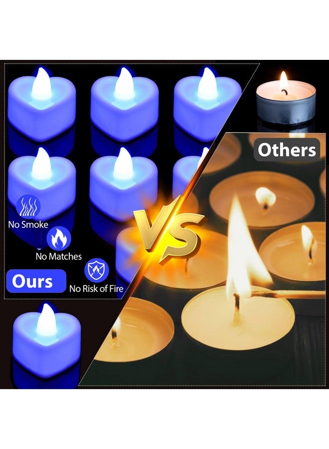Caffox Caffox 3000Pcs Rose Petals with 36Pcs LED Tea Lights Candles, Rose Petals and Candles Set for Romantic Night, Romantic Decorations for Special Night, Valentine's Day, Wedding, Anniversary(Blue)  - Image 5