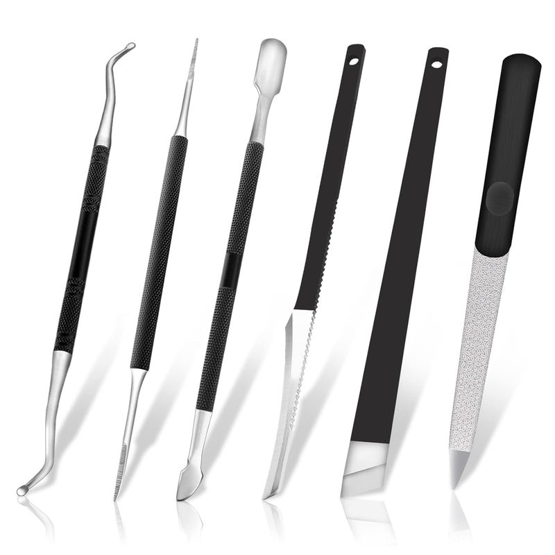 Ingrown Toenail Pedicure Tool Kit 6pcs, Ingrown Toe Nail File and Lifter Nail Pusher Pedicure Knife Set, Sharp Blade Nail Knives Kit Professional, Foot Repair Kit Stainless Steel for Nail Care
