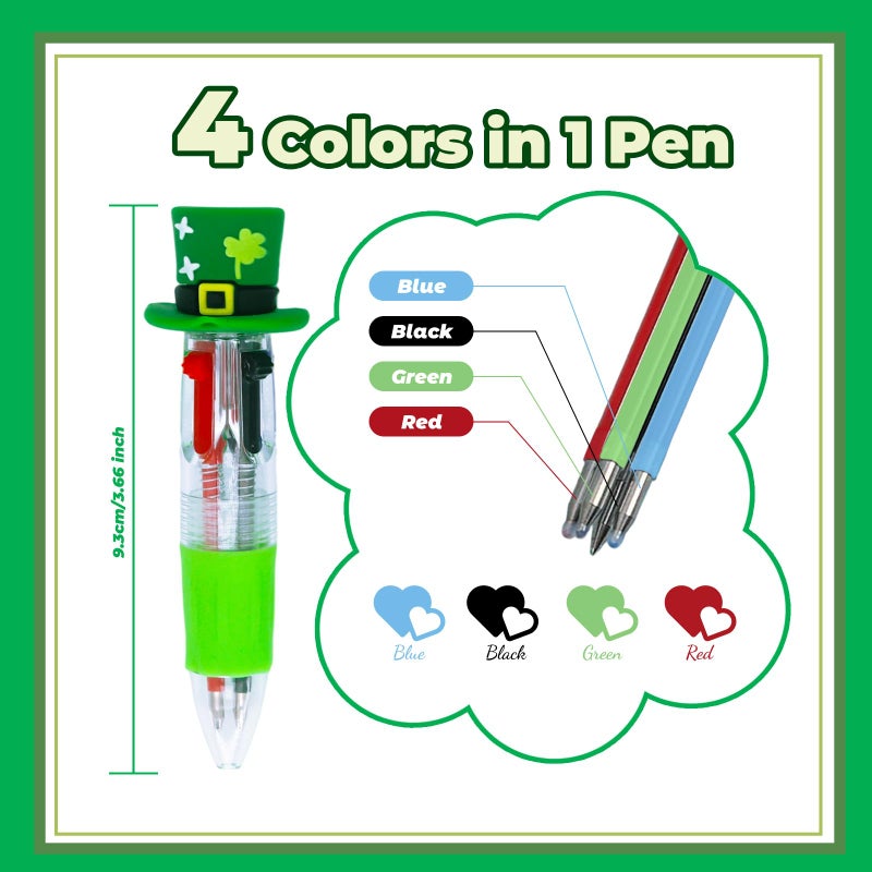 Zhirlyn 24 Pcs St Patrick's Day Pens Bulk Multicolor Ballpoint Pens Cute Fun 4-in-1 Green Pens for St. Patrick's Day Gifts (St Patrick) - Image 3