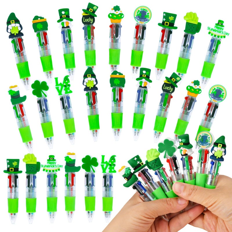 Zhirlyn 24 Pcs St Patrick's Day Pens Bulk Multicolor Ballpoint Pens Cute Fun 4-in-1 Green Pens for St. Patrick's Day Gifts (St Patrick) - Image 1