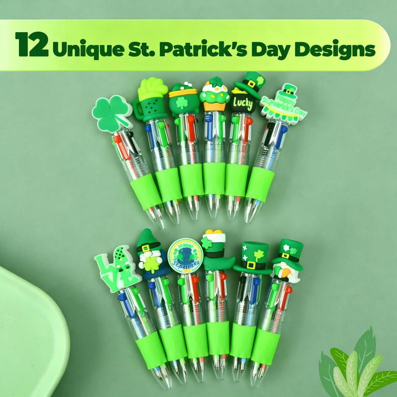 Zhirlyn 24 Pcs St Patrick's Day Pens Bulk Multicolor Ballpoint Pens Cute Fun 4-in-1 Green Pens for St. Patrick's Day Gifts (St Patrick) - Image 4