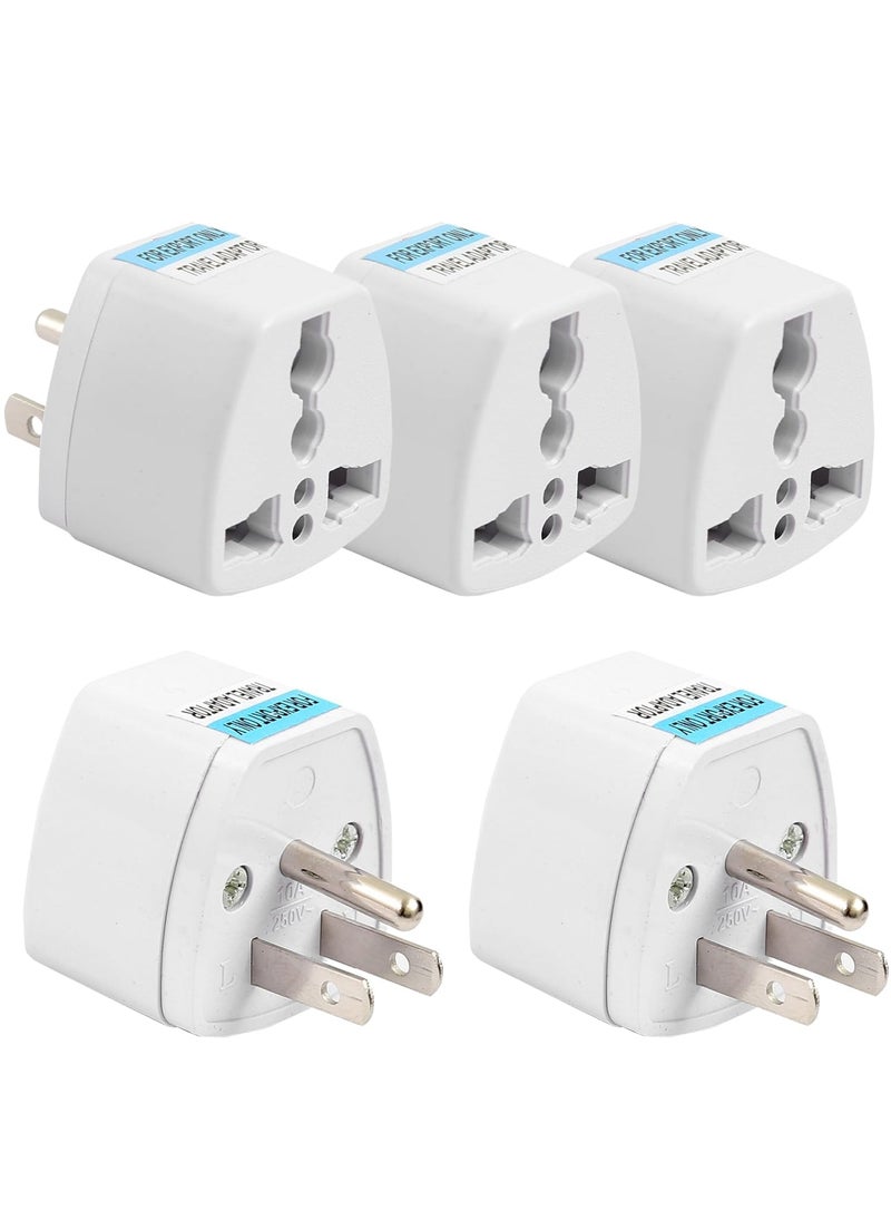 OCKO Ocko Universal Type B USA Conversion Adapter Plug 3 Pin Converter Socket Indian to Universal Adapter USA Canada Brazil to India Suitable for Laptop Camera Charger Pack of 5 White  - Image 1