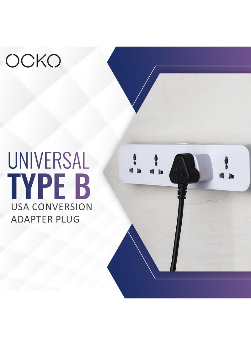 OCKO Ocko Universal Type B USA Conversion Adapter Plug 3 Pin Converter Socket Indian to Universal Adapter USA Canada Brazil to India Suitable for Laptop Camera Charger Pack of 5 White  - Image 2