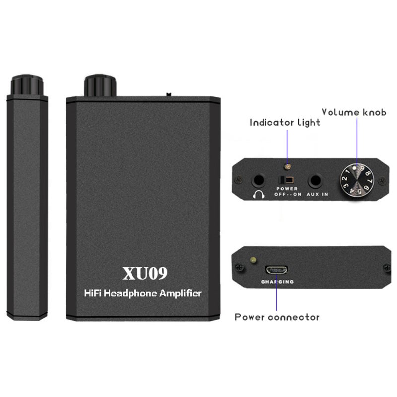Compact Headphone Amplifier: Black Aluminum Shell, 2000mAh Battery For 8 Hours Use - Noise-canceling Design, Universal Compatibility For 16-150 Ohm Earphones For Portable Daily & Professional Audio Us - Image 3