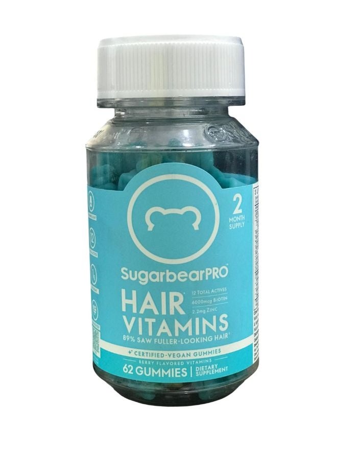 SugarbearPRO فيتامينات شعر سكر بير 62 حبة بنكهة التوت
