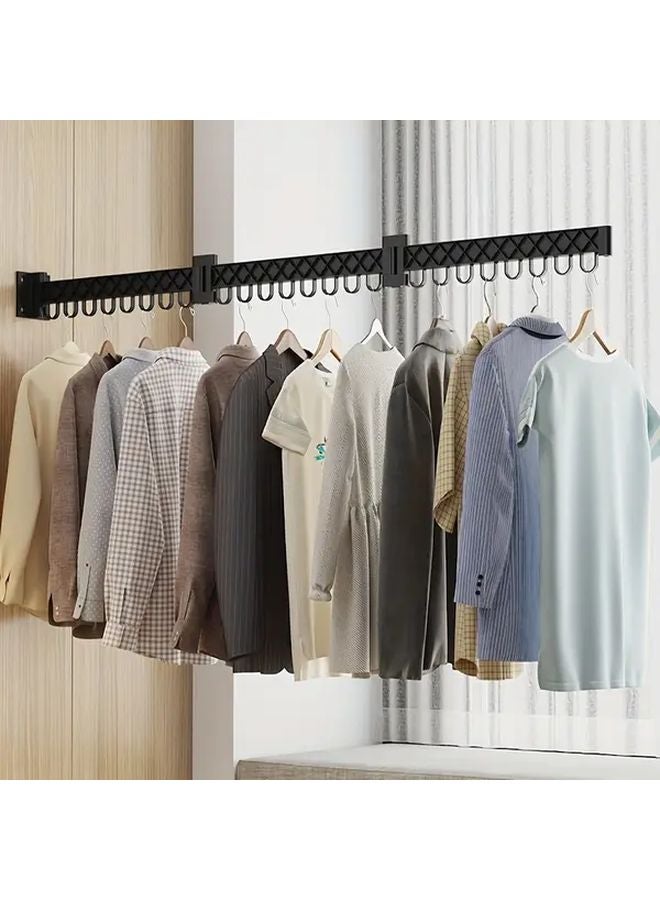 Knight Dark 3 Tier Wall Mounted Clothes Rack 24 Hooks Adjustable Metal Frame Space Saving - Image 2