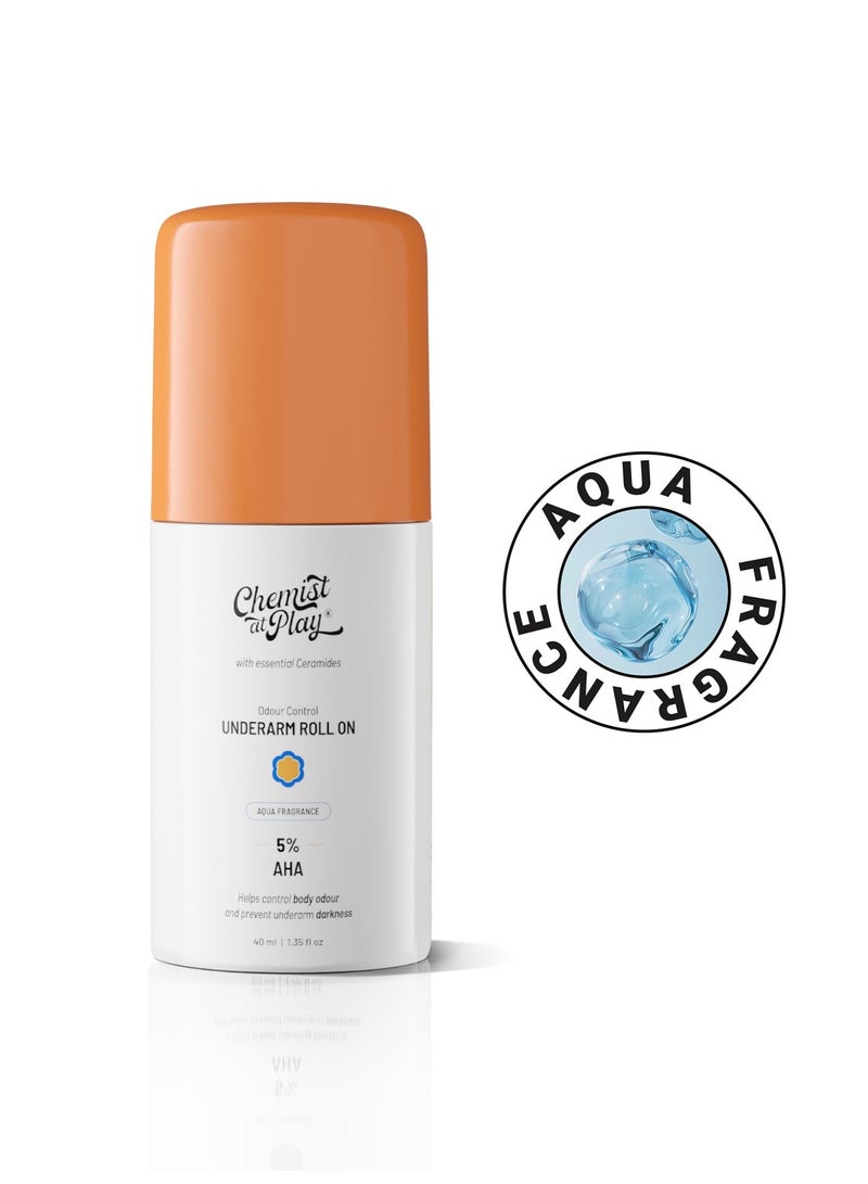 Chemist at Play Roll On Deodorant | Aqua Fragrance | Underarms & Body | Lactic Acid, Mandelic Acid & Ceramides | Alcohol & Aluminium Free - Image 1