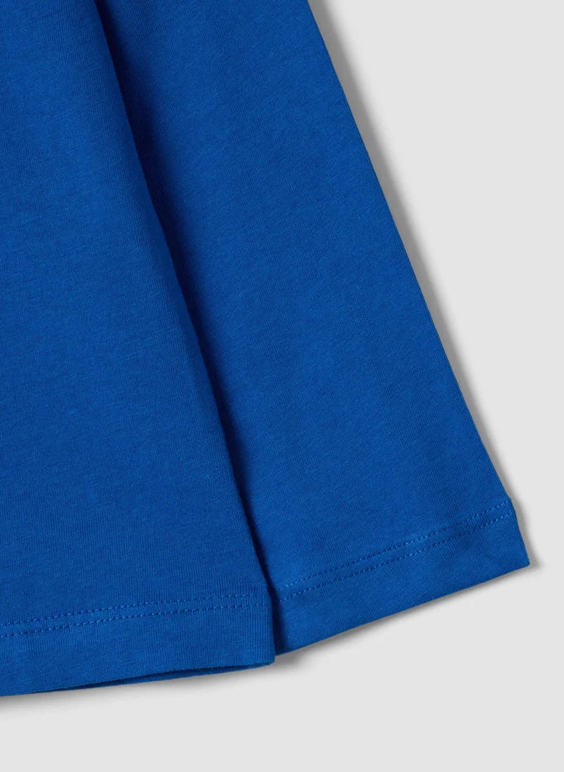 Ovs  OVS Blue Organic Cotton T-Shirt With Varsity Print For Boys for Men | Best Price UAE
