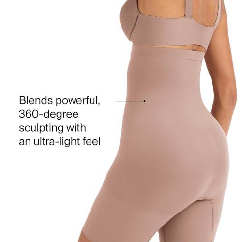 SPANXsculpt Seamless Power High-Waisted Mid-Thigh Short - Lightweight, All-Day Comfort - Core Control Shapewear - Cafe Au Lait - Small - Image 4