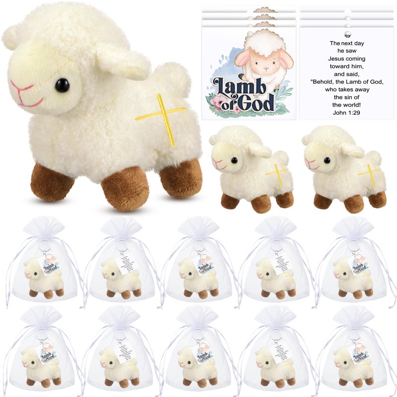 Shappy 12 Pcs Mini Easter Stuffed Animal Nativity Plush Sheep Plush Toy Religious Stuffed Animal Easter Party Favors Basket Stuffers Christian Gifts for Baptism First Communion Christening - Image 3