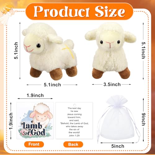 Shappy 12 Pcs Mini Easter Stuffed Animal Nativity Plush Sheep Plush Toy Religious Stuffed Animal Easter Party Favors Basket Stuffers Christian Gifts for Baptism First Communion Christening - Image 5