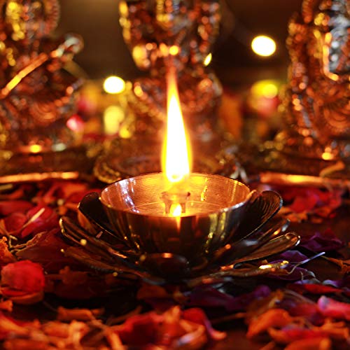 Klassic Decorative Two-Layered Lotus Petal Shaped Pooja Diya for Temple, Home, Festivals, Puja | Kamal Shape Diwali Diya (Medium, Gold) - Image 3