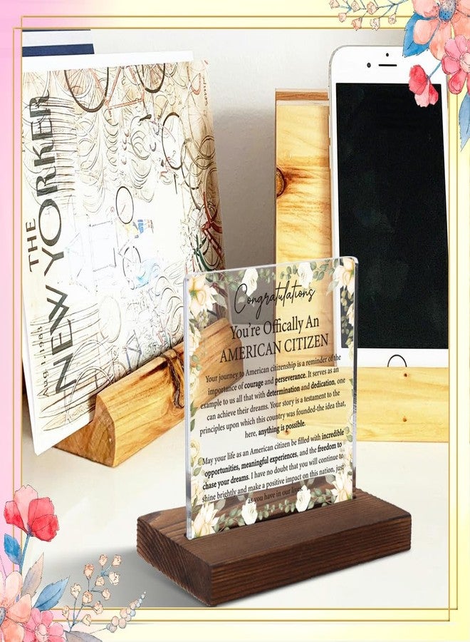 FOUGSTA Congratulations American Citizenship Acrylic Plaque, Inspirational U.S. Citizen Gift, Patriotic Keepsake Celebrating New Americans, Floral Home Decor, Citizenship Ceremony Gift Idea,XXD104 - Image 4