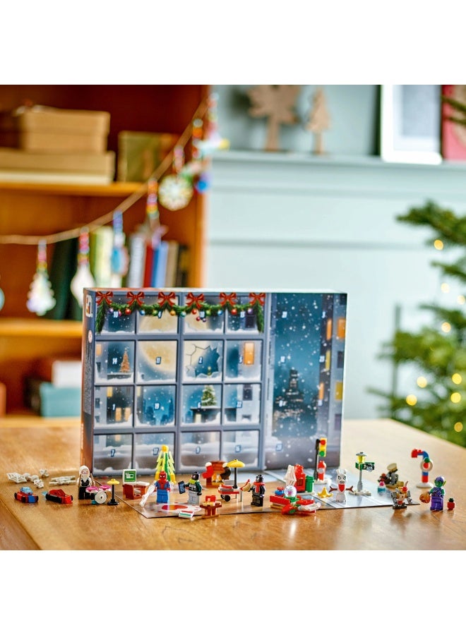 Marvel Spider-Man Advent Calendar 2024, Buildable Christmas Countdown Toy for Kids, with 24 Super Hero Surprises Including 5 Minifigures, Festive Gift for 7 Plus Year Old Boys and Girls 76293