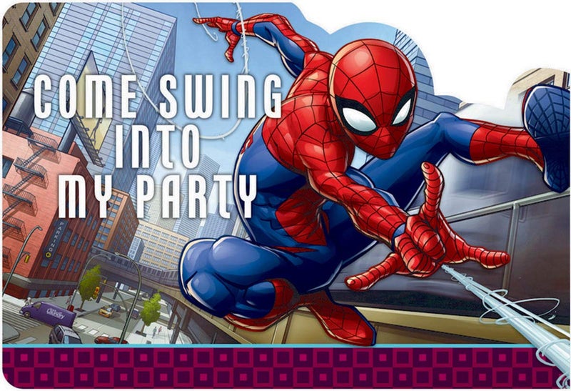 SpiderMan Webbed Wonder Postcard Paper Invites 4 14 x 6 14 Multicolor Set of 8