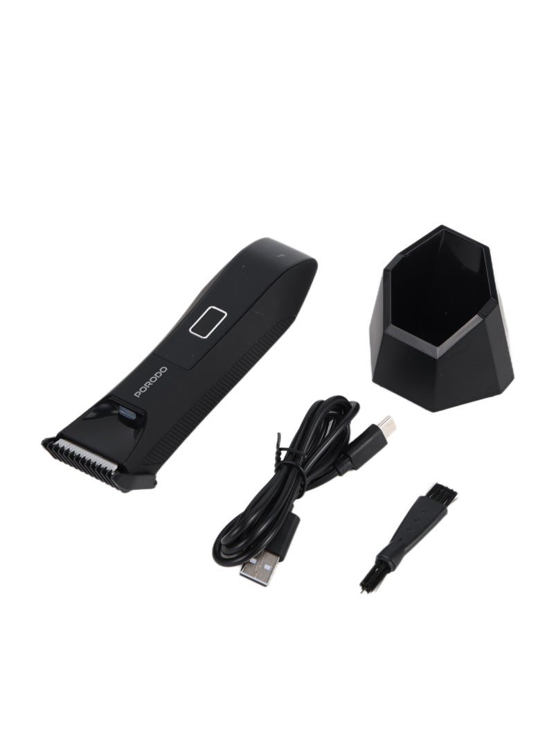 porodo Ceramic Blade Gentle Grooming Trimmer with Digital Display & Detachable Comb / 10 Days in Full Charge / Wet & Dry Shaving / Secure Travel Lock / 90 min Working Time / IPX7 Water Resistant - Black - Image 2