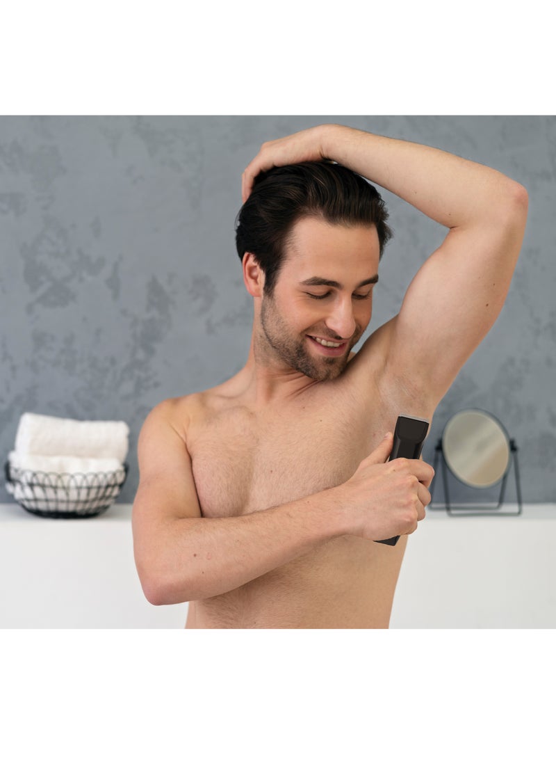 porodo Ceramic Blade Gentle Grooming Trimmer with Digital Display & Detachable Comb / 10 Days in Full Charge / Wet & Dry Shaving / Secure Travel Lock / 90 min Working Time / IPX7 Water Resistant - Black - Image 4