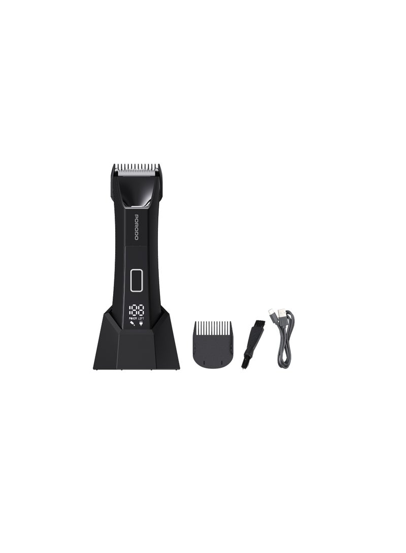 porodo Ceramic Blade Gentle Grooming Trimmer with Digital Display & Detachable Comb / 10 Days in Full Charge / Wet & Dry Shaving / Secure Travel Lock / 90 min Working Time / IPX7 Water Resistant - Black - Image 5