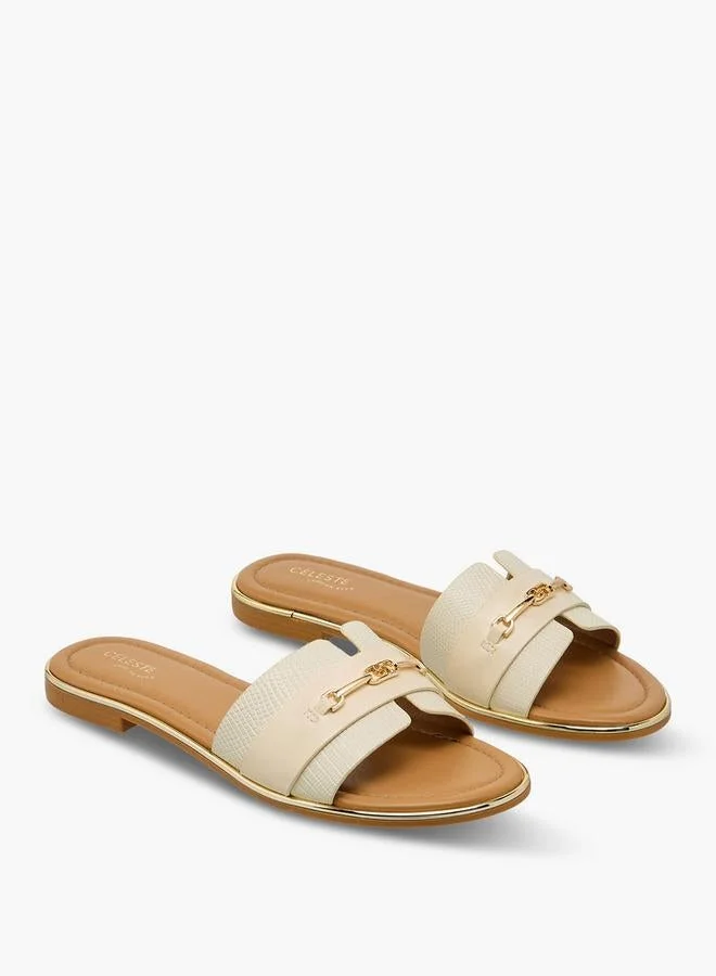 سيليست Women Metallic Buckle Detail Flat Sandals