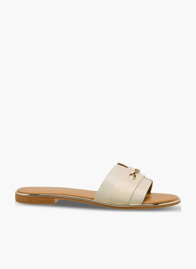 Celeste Women Metallic Buckle Detail Flat Sandals
