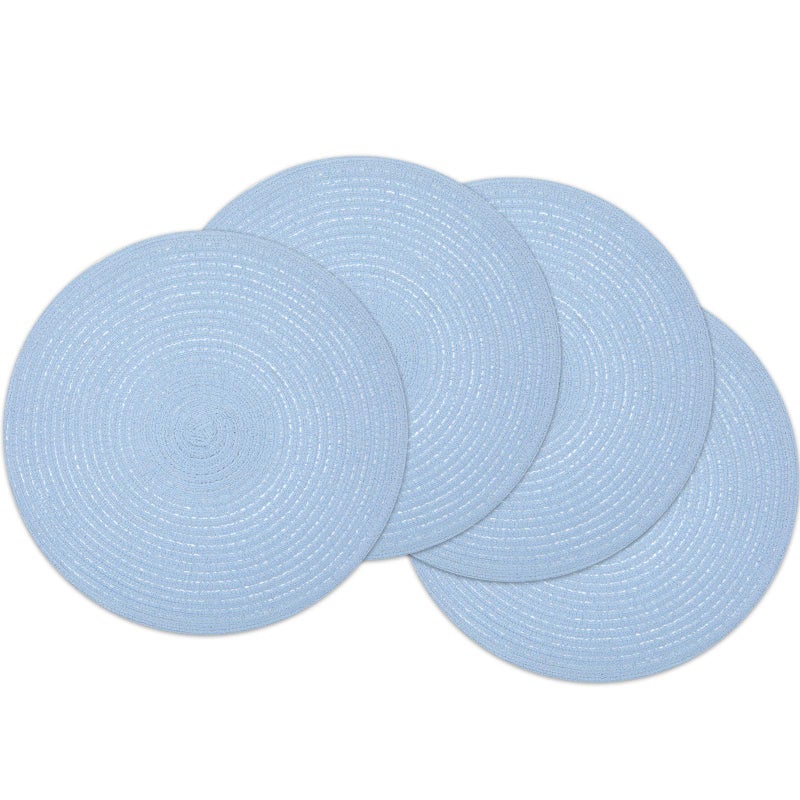 SHACOS Round Braided Placemats Set of 4 Washable 15 inch Round Non Slip Table Place Mats for Dining Tables Light Blue 4