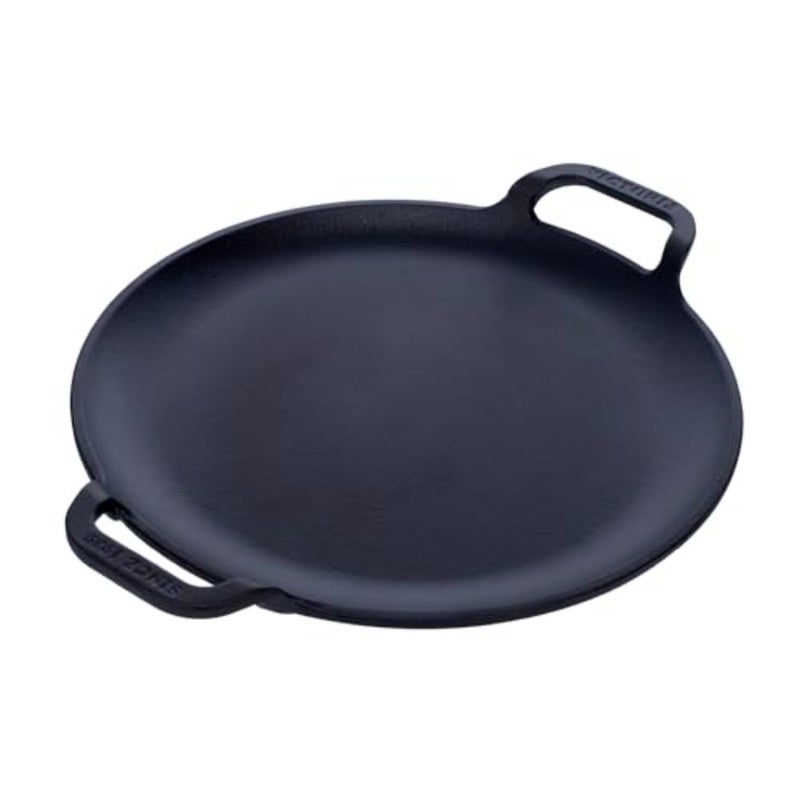 Cast Iron Pan with Two Side Handles Comal Griddle Seasoned with 100% Kosher Certified Non GMO Flaxseed Oil, 10", black - Image 1