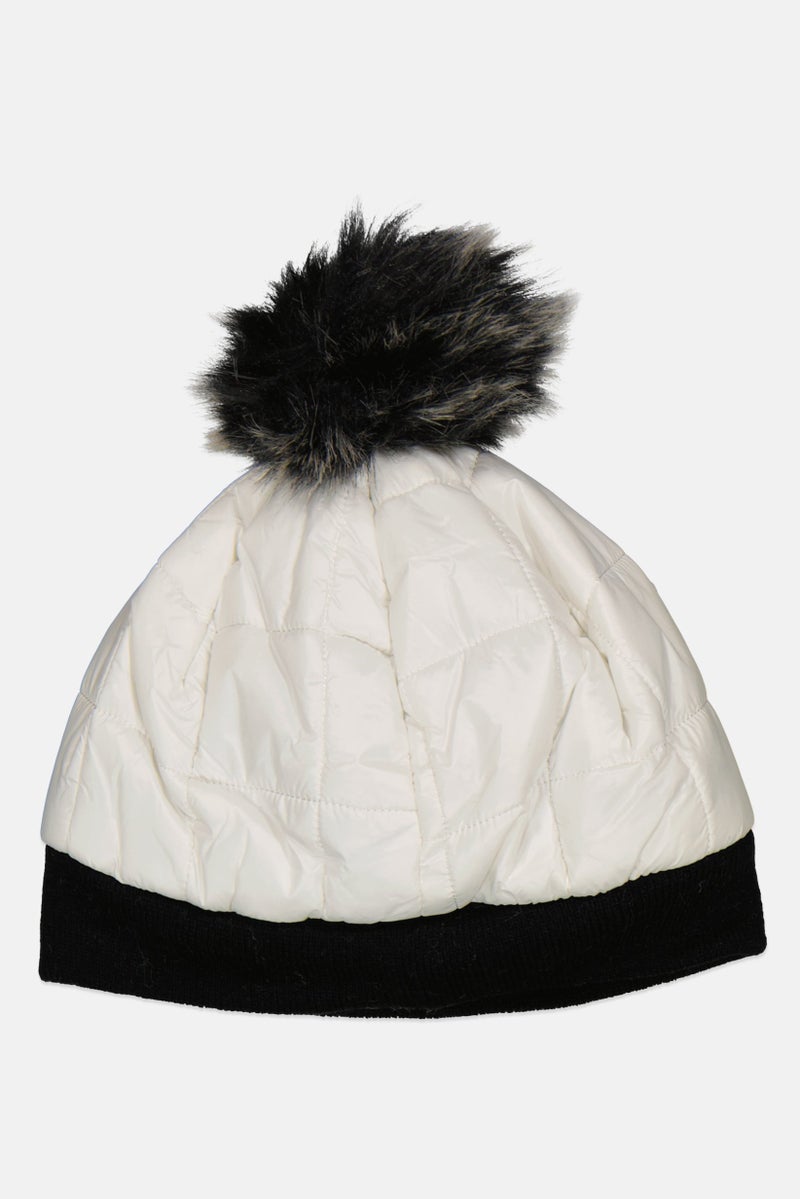 Body Glove Women Quilted Pom Pom Beanie, Black  - Image 2