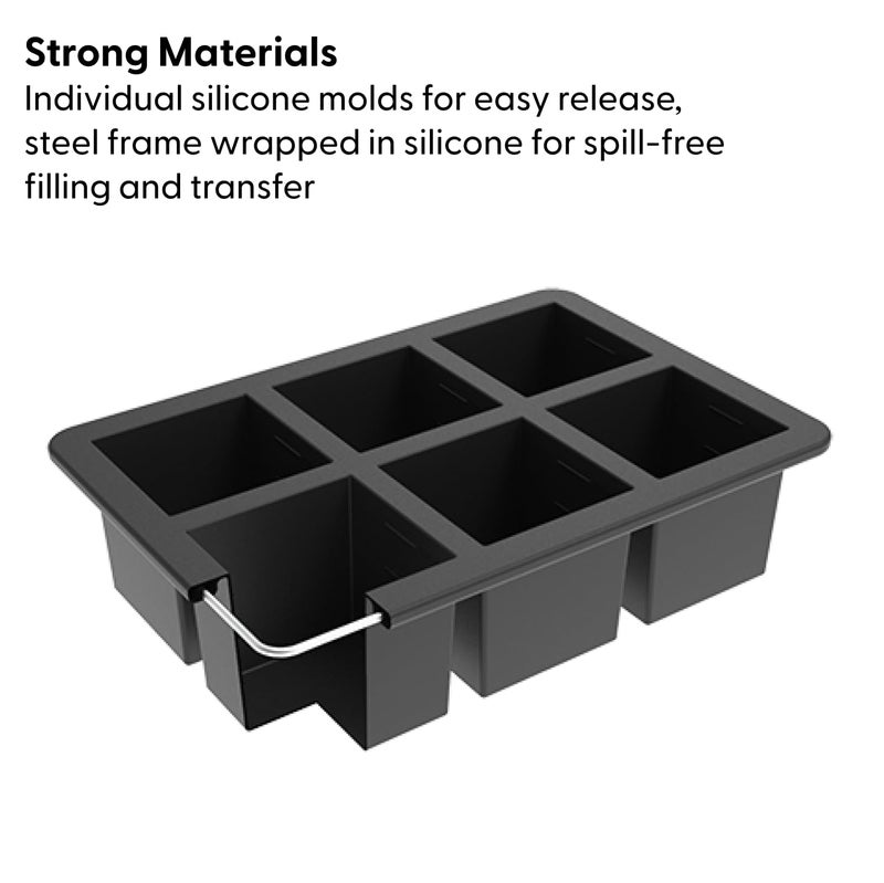 WP W&P Cup Cubes Silicone Freezer Tray with Lid  Charcoal  Makes 6 Perfect 1-Cup Portions  Freeze & Store Soup  Broth  Sauce  Leftovers  Dishwasher Safe - Image 3