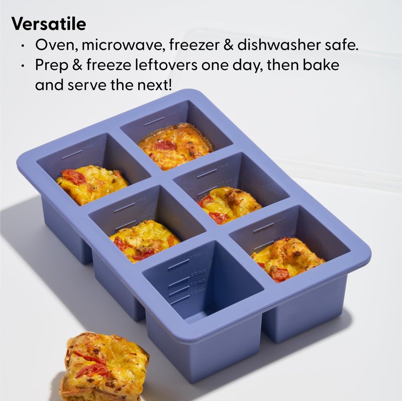 WP W&P Cup Cubes Silicone Freezer Tray with Lid  Charcoal  Makes 6 Perfect 1-Cup Portions  Freeze & Store Soup  Broth  Sauce  Leftovers  Dishwasher Safe - Image 5