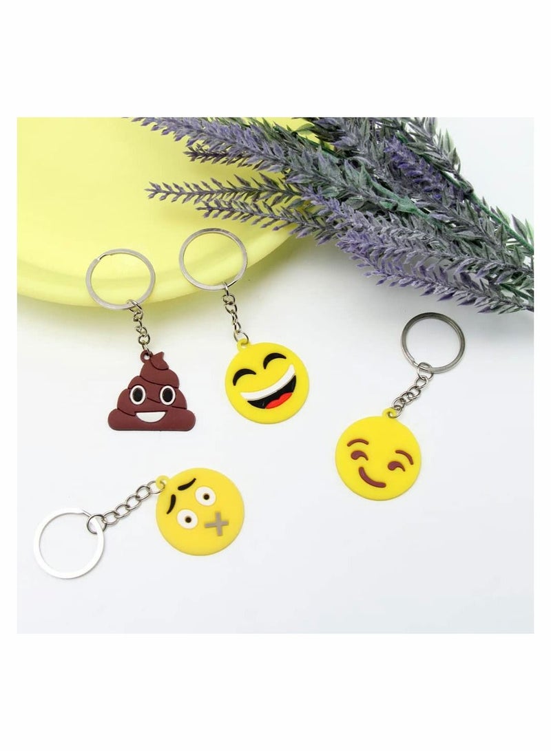 SYOSI Emoji Keychains Mini PVC Party Favors for Kids Birthday Supplies Emoticon Gifts Toys Prizes 3.74" Set of 34 - Image 3