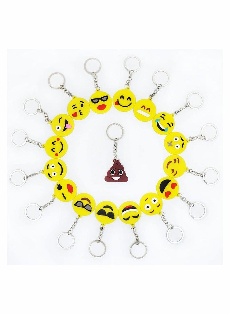 SYOSI Emoji Keychains Mini PVC Party Favors for Kids Birthday Supplies Emoticon Gifts Toys Prizes 3.74" Set of 34 - Image 2