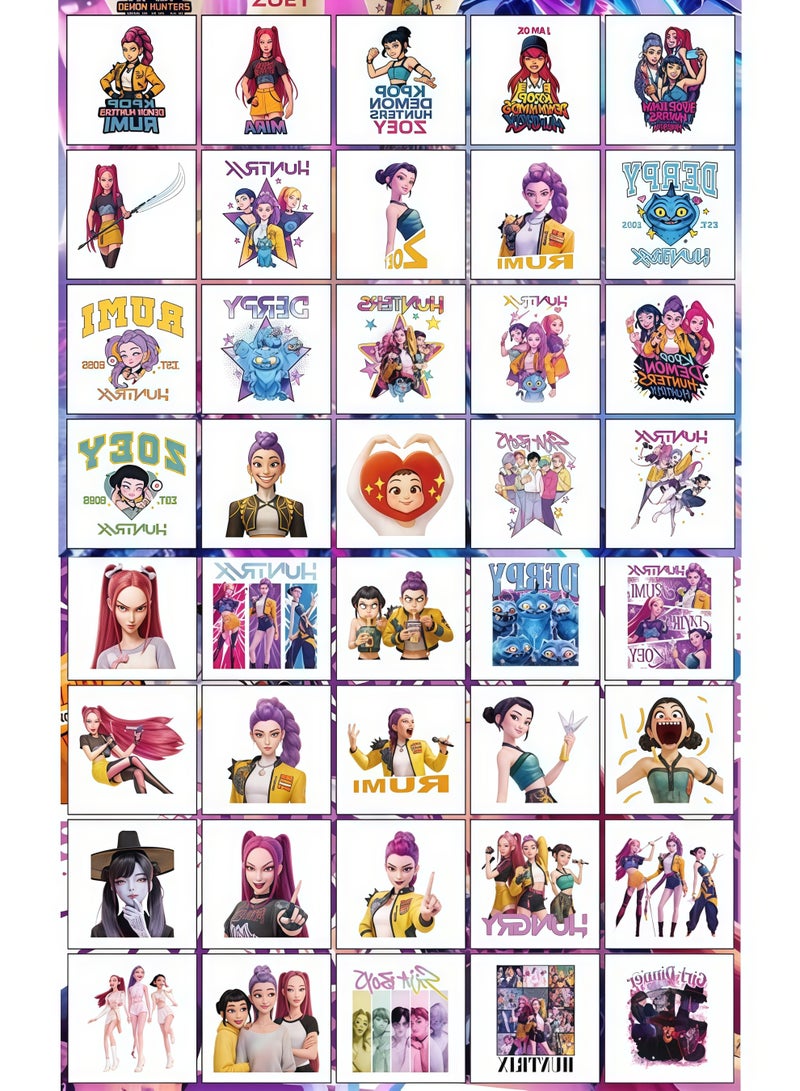 80pcs Sheets Kpop Demon Temporary Tattoos for Kids, Cartoon Kpop Hunters Birthday Party Favors Gifts for Girl Boys Home Activity Class Prizes Carnival Christmas Rewards - Image 3