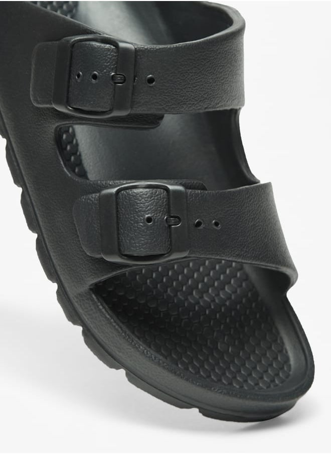 Celeste Womens Solid Slip-On Sandals with Buckle Detail  - Image 3