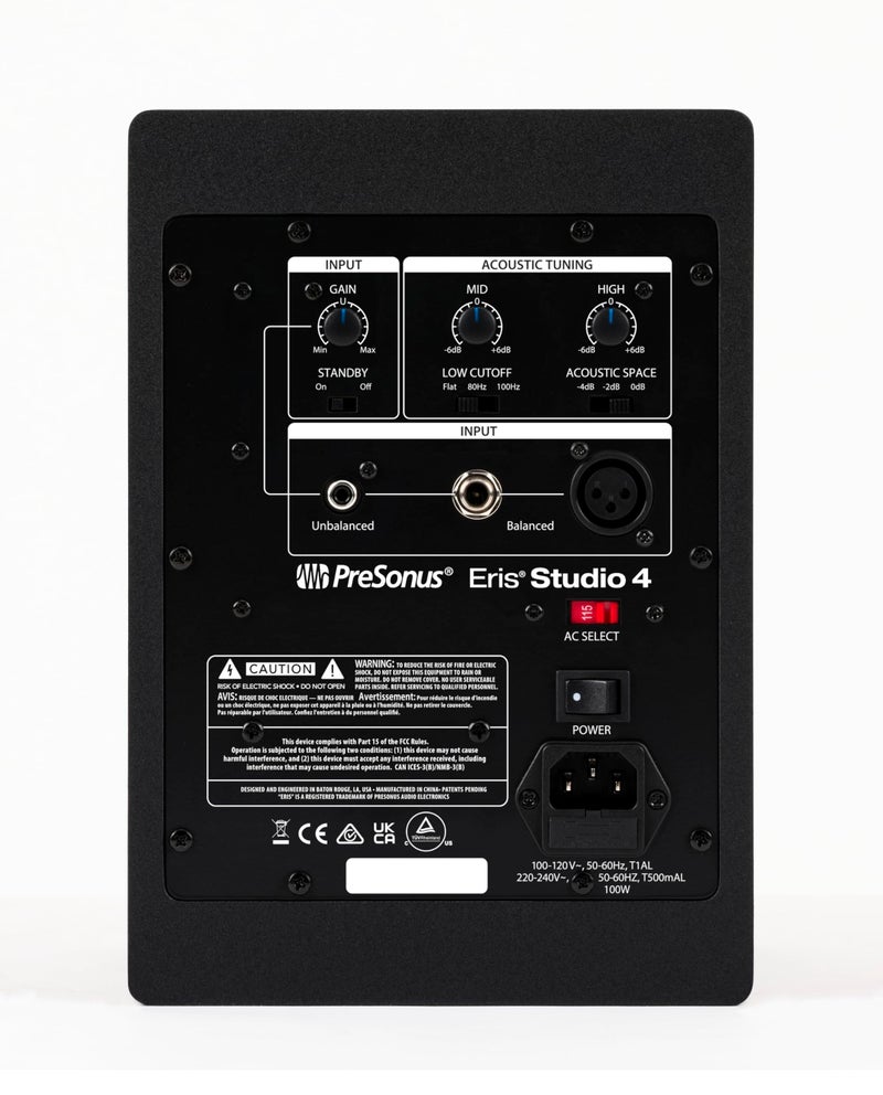 PreSonus Eris Studio 4,4.5-Inch XLR High-Definition Professional Studio Monitor With Woven Composite Lf Driver Speaker,1" Silk-Dome Hf Driver,Ebm Waveguide,And Acoustic Tuning Controls-Single(Black) - Image 2
