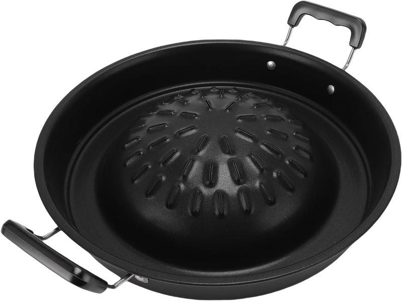 Aramox Thai BBQ Grill Pan, Aluminum Hot Pot and Grill Combo with Super Thick Structure for Even Heat Distribution Dual Function Cookware (30cm/11.81in Black) - Image 1