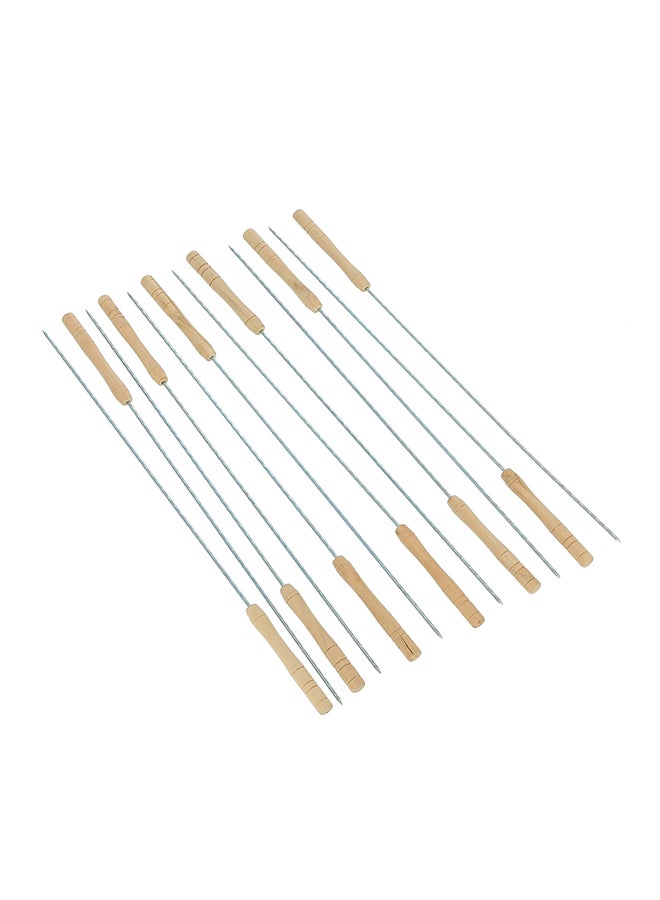 Royalford 12-Piece BBQ Skewer Set Silver/Beige - Image 2
