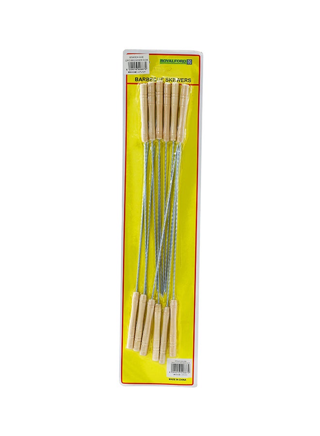 Royalford 12-Piece BBQ Skewer Set Silver/Beige - Image 4