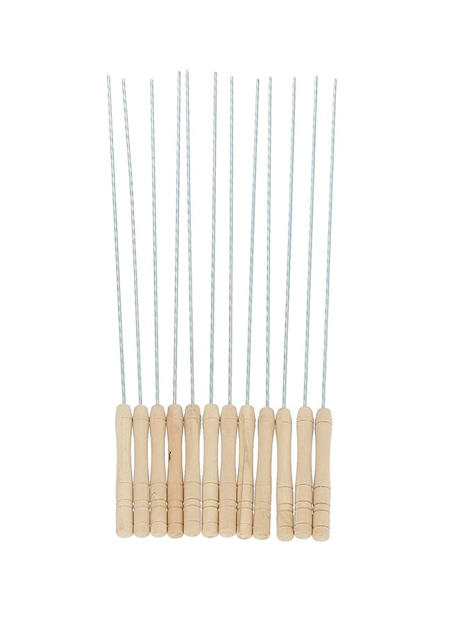 Royalford 12-Piece BBQ Skewer Set Silver/Beige - Image 1